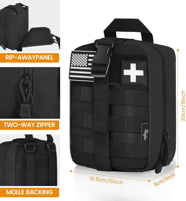 Medical Molle Pouch Tactical - 1000D Nylon First Aid Pouch, Big Capacity EMT Pouch Utility, Heavy Duty Military Grade Rip-Away Ifak Pouch for Home