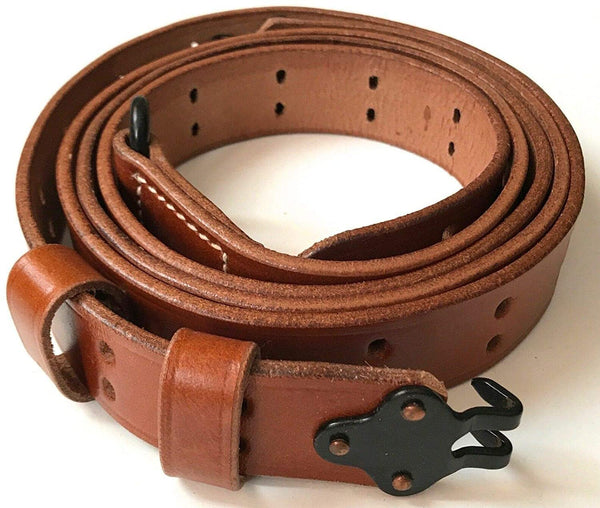 US M1907 Leather Sling WWII M1 Garand Leather Rifle Sling (Leather & Steel Hardware)