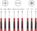 EFFICERE 9-Piece Precision Screwdriver Set | Phillips #0, #00, #000 | Flat 1.5mm, 2.0mm, 2.5mm | Torx T5, T6, T7 | Durable Chrome Vanadium Steel