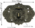 Antique Embossing Decorative Brass Hasp Clasp Latch Lock with Screws for Jewelry Box Ordinary Box Wooden Case Furniture Decoration (Bronze)