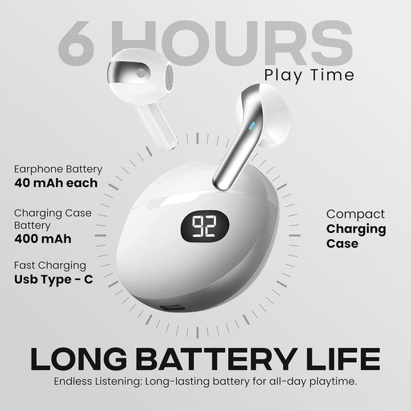 Truebuds Bliss Wireless Earbuds with Bluetooth 5.0, 6Mm Dynamic Drivers, 10M Wireless Range, 4-Hour Earbud Playtime, 400Mah USB-C Charging Case,