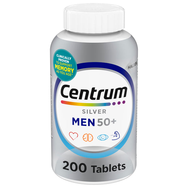 Centrum Silver Men'S 50+ Multivitamin with Vitamin D3, B-Vitamins, Zinc for Memory and Cognition - 200 Tablets