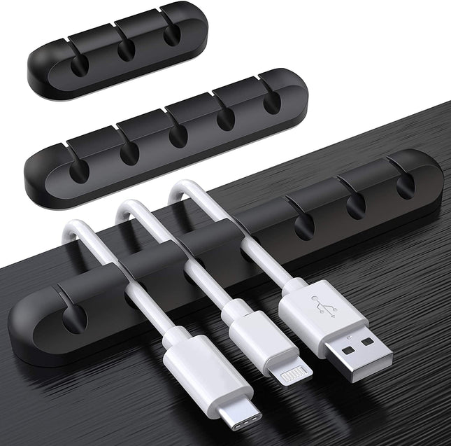 SOULWIT Cable Holder Clips, 3-Pack Cable Management Cord Organizer Clips Silicone Self Adhesive for Desktop USB Charging