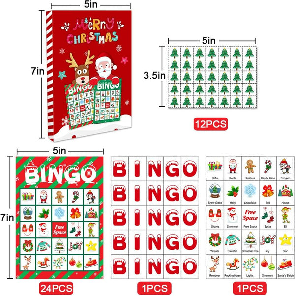 Omgouue Christmas Bingo Game Party Supplies - Xmas Gifts for Kids 24 Players