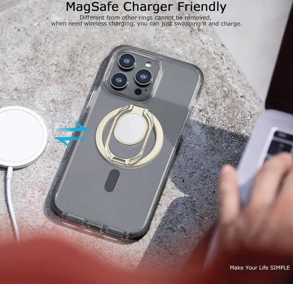 Magnetic Phone Ring Holder, Double Adjustable Gym Finger Ring Grip and Stand, Removable Phone Grip, for Iphone, Ipad and Smartphones, Compatible