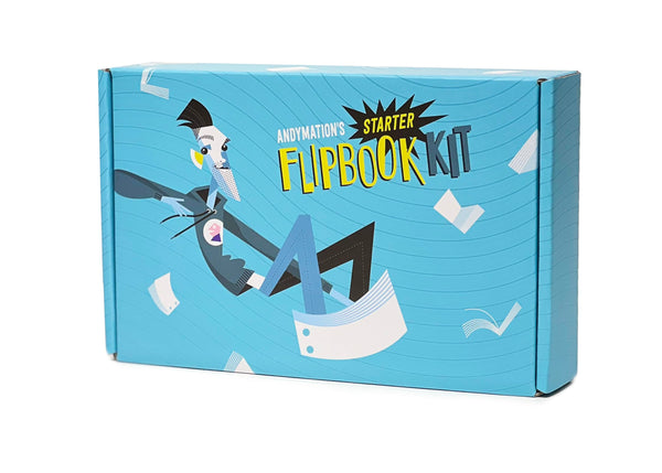 Official Andymation's Flipbook Starter Kit for Kids & Adults with LED Light Pad for Drawing & Tracing Animation, Premium Pre-drilled Flip Book