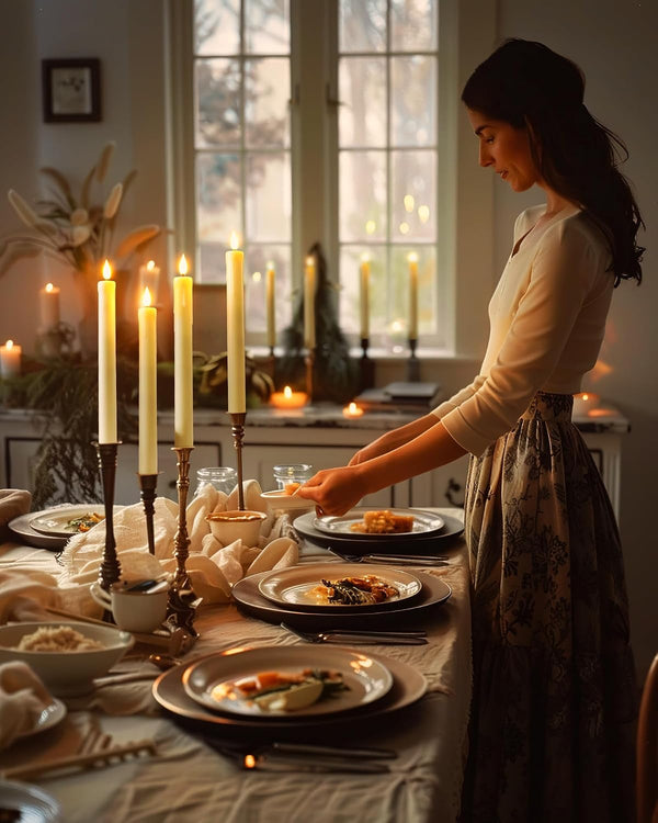 Homemory 12 Pcs Plastic Flameless Taper Candles with Remote Timer Dimmer, Ivory Led Candlesticks with Flickering Flame Light, Lifelike Taper