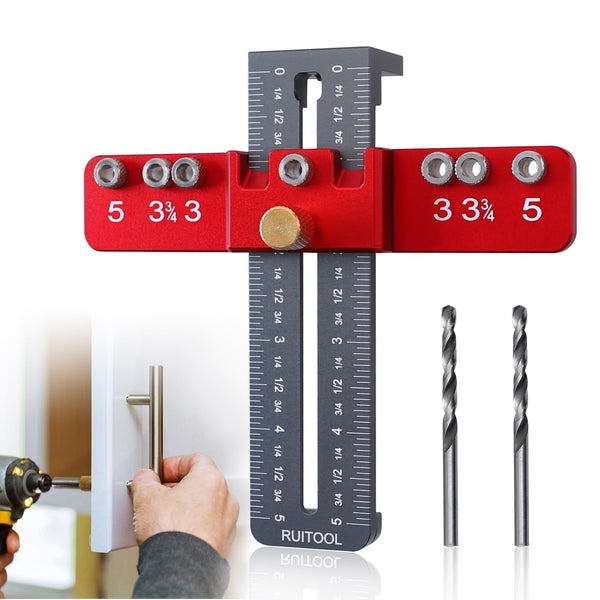 RUITOOL Cabinet Hardware Jig Tool, Aluminium Alloy Cabinet Handle Install Template Tool, Adjustable Punch Locator Drill Template Guide, Cabinet