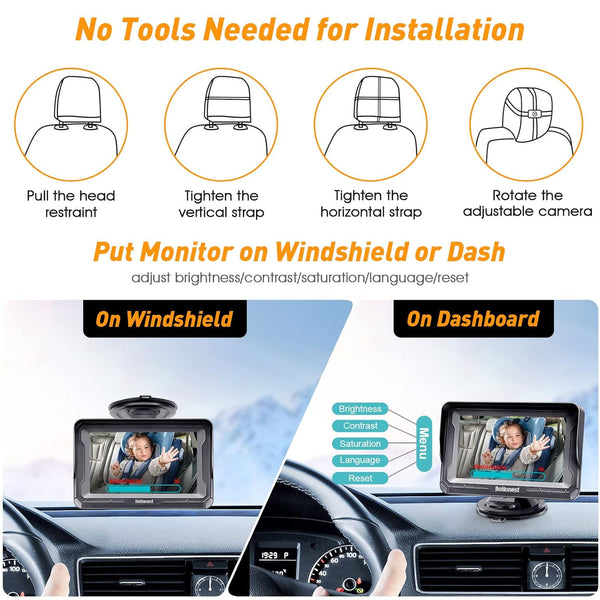 DoHonest Baby Car Camera HD 1080P - Rear-Facing Car Baby Monitor with Night Vision, Adjustable View Angle, Easy Setup, Anti-Glare Display, Safety