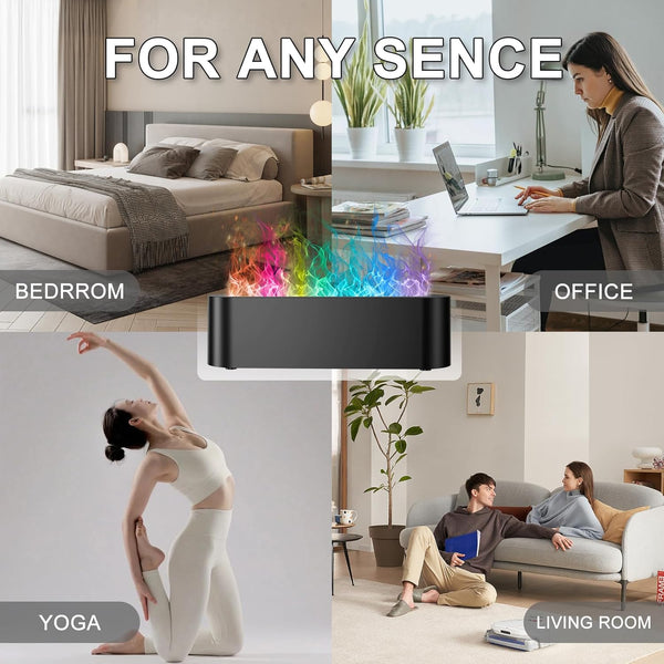 Colorful Flame Fire Diffuser Humidifier, Ultra-Quiet Aroma Essential Oils Aromatherapy Diffusers for Large Room, Bedroom, Office (Timeable,