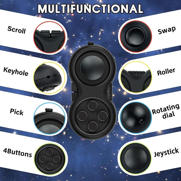 Original Fidget Toy Game, Rubberized Classical Controller Fidget Concentration Toy with 8-Fidget Functions and Lanyard - Excellent for Relieving