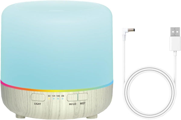 HOMILLY Essential Oil Diffuser, 120Ml USB Cable Colorful Quiet Aromatherapy Diffuser with 7 Colors Lights, Adjustable Mist Mode, Waterless Auto
