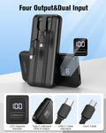 AsperX 2-Pack 10000mAh Portable Charger with Built-in Cables, USB-C Output Power Bank Fast Charging, LED Display Travel Essential Battery Pack for