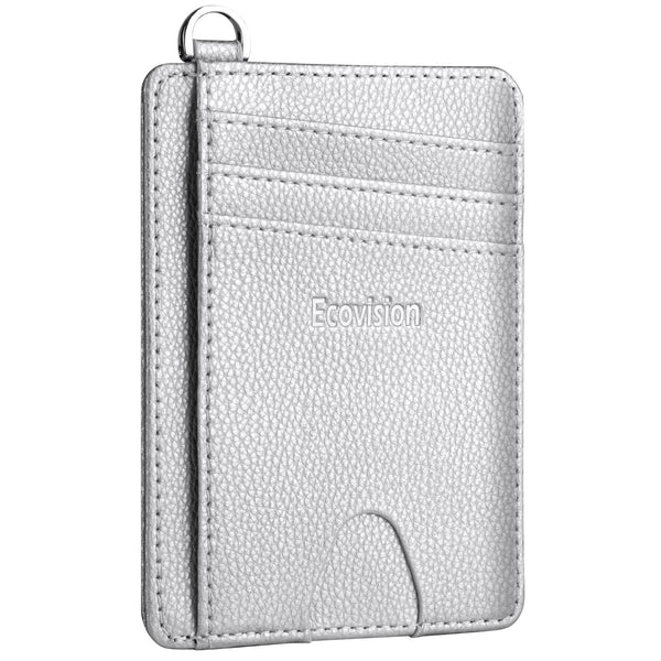 Ecovision Slim Minimalist Front Pocket Wallet, RFID Blocking Credit Card Holder Wallet with Detachable D-Shackle for Men Women