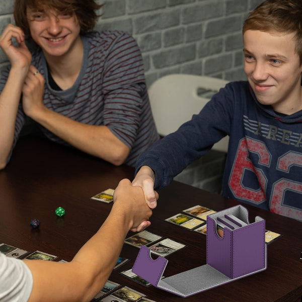 Purple Deck Box for MTG Cards, Trading Card Storage Box with 2 Dividers per Holder, Holds up to 110 Cards
