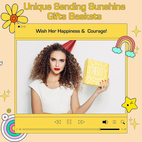 BRIGHTEN up HER DAY! Unique 10Pcs Birthday Gift Baskets for Women - Sister & Friendship Cheer up Box with Get Well Soon & Sunshine Gifts!