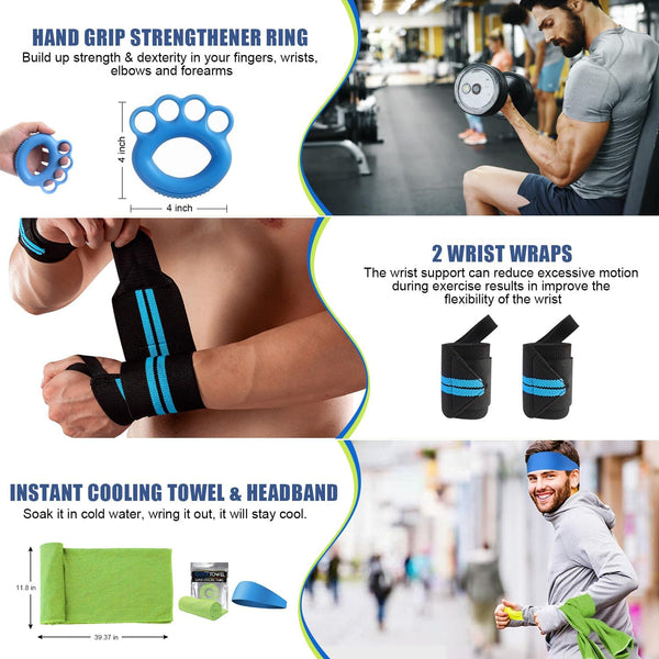 23Pcs Resistance Bands Set Workout Bands, 5 Stackable Exercise Bands with Handles, 5 Resistance Loop Bands, Jump Rope, Figure 8 Resistance Bands,