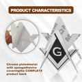 2Pcs Masonic Car Emblem 2.75" Compass Auto Truck Metal Decal, Mason Square Auto Motorcycle Gift Automobile Decoration Accessories