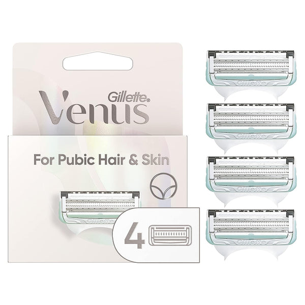 Gillette Venus Intimate Grooming Womens Razor Blade Refills with Bikini Trimmer, 4 Count