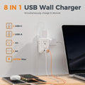 USB C Charger Block 20W PD, TESSAN Foldable Wall Charger with 4 USB Ports and 4 AC Outlet Extender, Multi Charging Station for Cruise, Home,