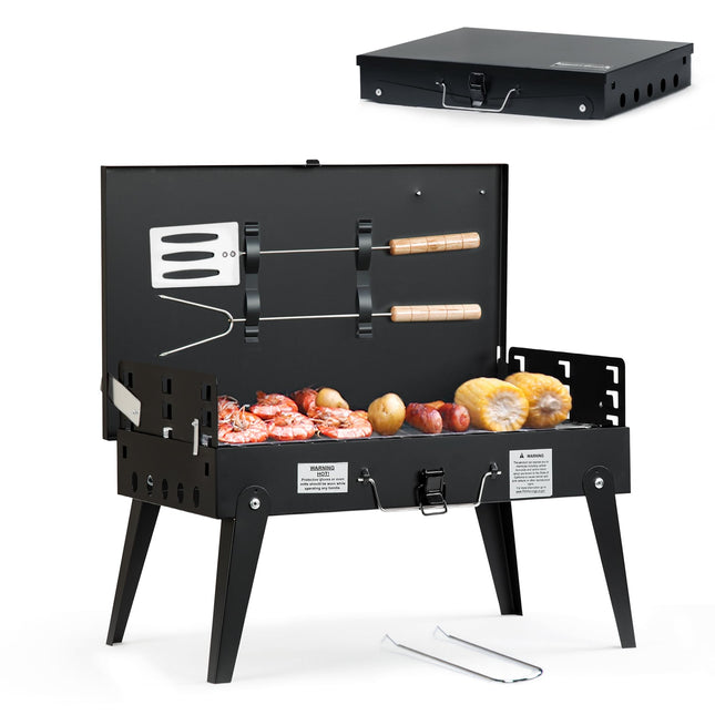 MASTER COOK Portable Charcoal Grill, Foldable BBQ Grill Kit Easy to Carry, Mini 