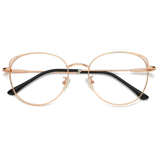 SOJOS Cat Eye Blue Light Blocking Glasses for Woman Hipster Metal Frame Womens Eyeglasses She Young SJ5027