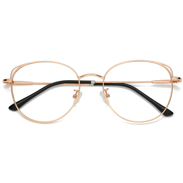 SOJOS Cat Eye Blue Light Blocking Glasses for Woman Hipster Metal Frame Womens E