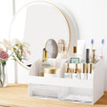 Makeup Organizer with Drawers, Cosmetic Storage for Dresser Vanity and Bathroom Countertop, Beauty Holder for Lipstick Brush, Skincare Organizer