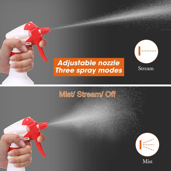 Eccliy 12 Pcs 16 Oz Plastic Spray Bottle, Adjustable Empty Reusable Sprayer for Cleaning, Planting, Water, Bathroom and Kitchen, BBQ, Commercial
