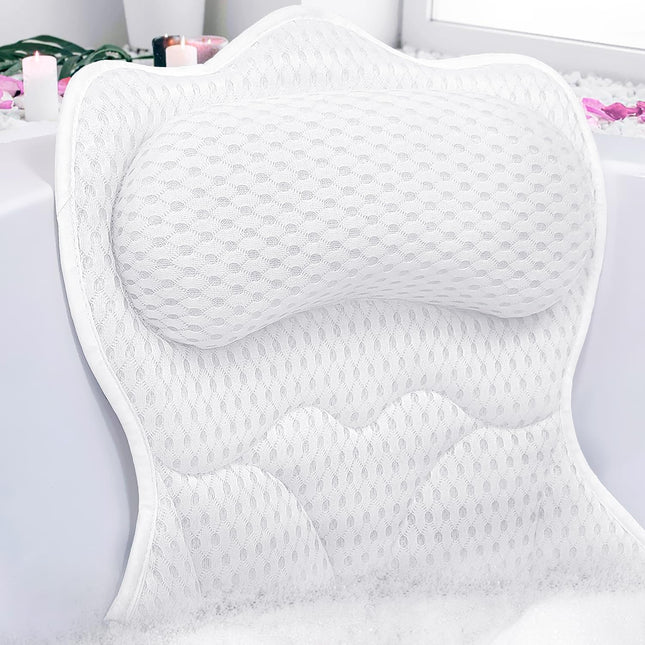REEZEIVI Bath Pillows for Tub,Bath Pillow with 6 Non-Slip Suction Cups,Soft 4D M