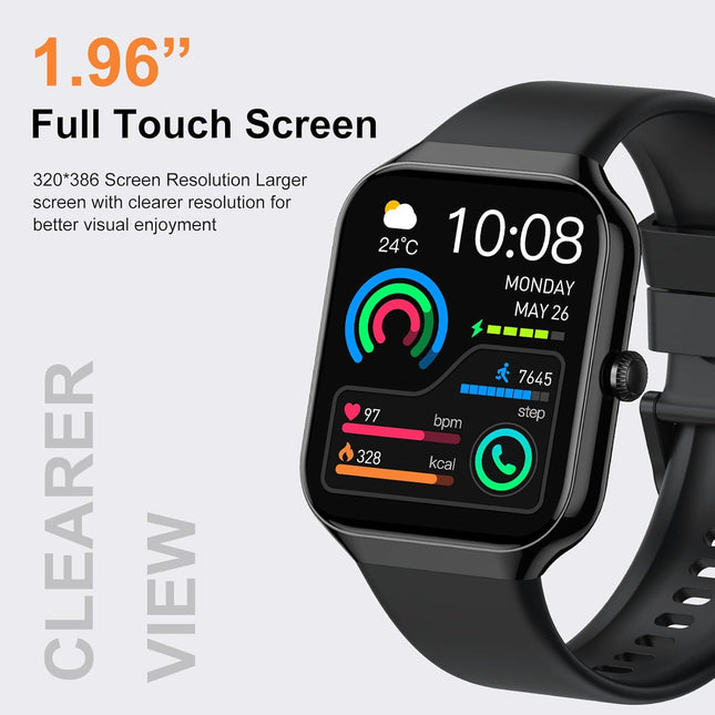Smart Watch for Men Women, 1.96"HD Smartwatch (Answer/Make Call) with Heart Rate/Sleep Monitor/Spo2/Pedometer, 2025 New 