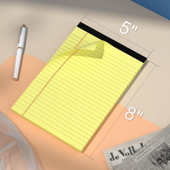 4 Pack Note Pads 5 X 8 Inch Yellow Legal Pads 5" X 8" College Ruled Writing Pads 80Gsm Recycled Yellow Paper Notepad Sma