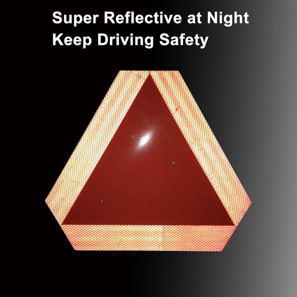 Reflective Slow Moving Vehicle Sign,Slow Moving Vehicle Triangle - 14"x16" 80 Mil thick Engineering Grade Plastic SMV Sign for Tractor,Golf