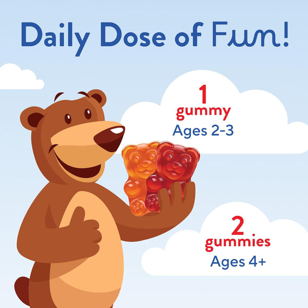 L'Il Critters Gummy Vites Daily Kids Multivitamins Assorted Fruit Flavors for Ages 2+ Toddlers & Kids, Gummy Vitamin with Vitamin C and D, 95-190