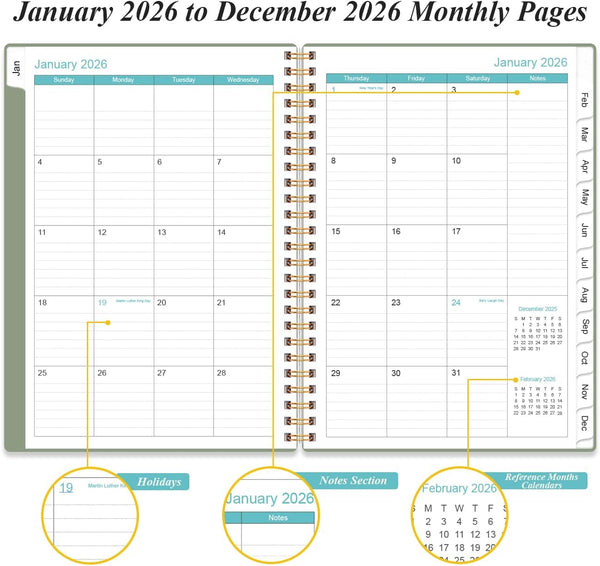 2025-2026 Daily & Monthly Planner - One Page per Day, Daily Planner 2025-2026 from Jul 2025 to Jun 2026, Planner 25-26 with 12 Monthly Tabs, 6.4