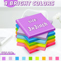 3x3 Sticky Notes 36 Pads, 9 Bright Colors Self-Adhesive Memo Pads, Strong Adhesive, Perfect for Office Desk, Home Reminders, School, Notebooks