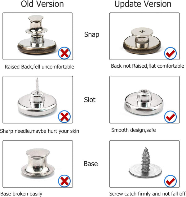 Arokimi Jeans Buttons Replacement, Instant No Sew Buttons for Pants with Tool,17MM Metallic 17MM