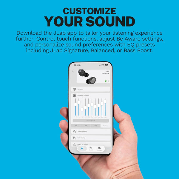 Jlab Go Pop+ True Wireless Bluetooth Earbuds & Charging Case - Violet, App Support, Dual Connect, IPX4 Sweat Resistance, Bluetooth 5 Connection, 3