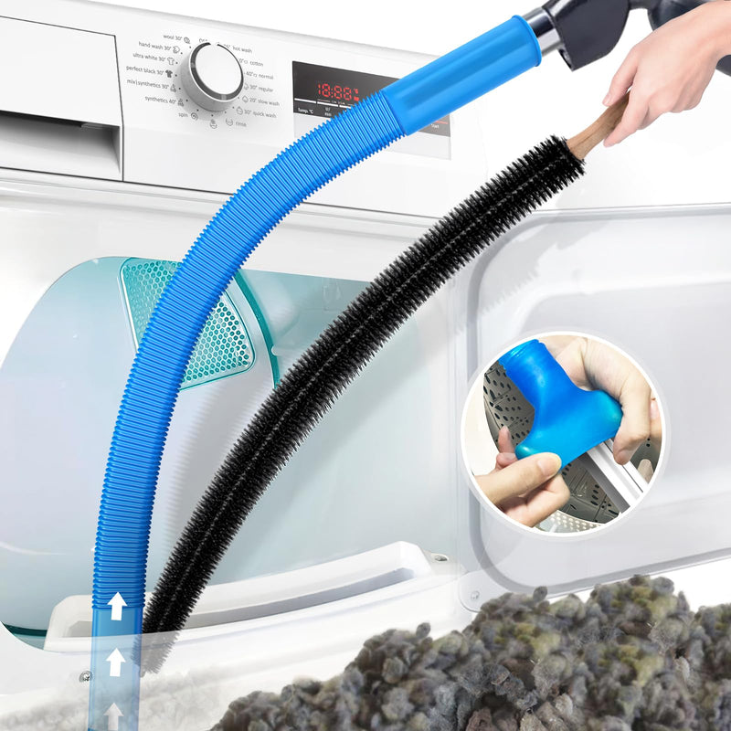 PetOde 2 Pieces Dryer Vent Cleaner Kit Compatible with Most Vacuum Cleaner, Dryer Lint Brush and Vacuum Hose Attachment with Universal Connector,