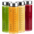 Glass Juice Bottles 4 Pack 20 Oz - Wide Mouth Glass Water Bottles with Lids - for Juicing, Protein, Smoothie, Milk, Reusable, BPA Free, Stainless
