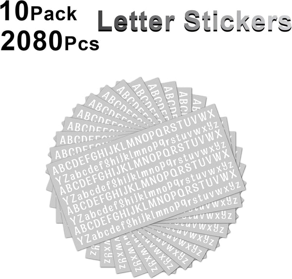 10 Sheet Small Letter Stickers, 1/2 Inch Self Adhesive Alphabet Stickers, Cute Vinyl Letter Stickers for Arts Crafts Outdoor Sign Poster Windows