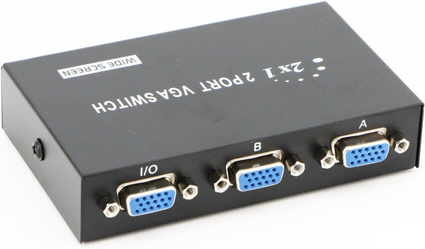 2 in 1 Out 2 Port VGA Switch - Press Button Two Way Video Switch for PC TV Monitor - Black