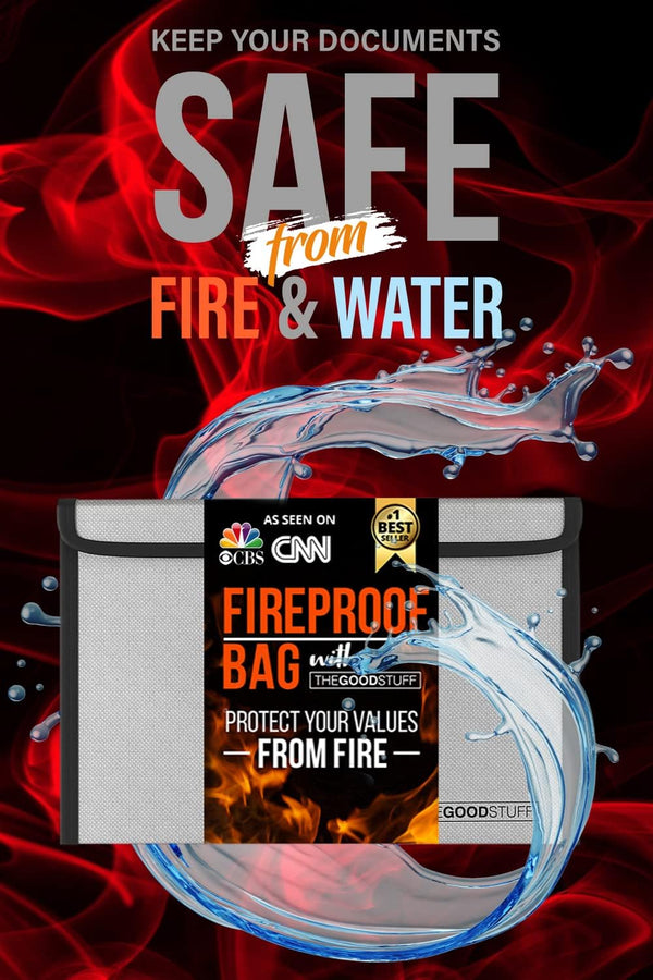 Fireproof Document Bag Envelope Size: 8" x 5" [2000°F Rated] Fireproof Cash Bags with Zipper Small Water and Fire Resistant Money Bag for Cash