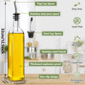 Leaflai 17oz Olive Oil Dispenser Bottle, 500ml Oil & Vinegar Cruet with 2 Stainless Steel Pourers, 2 Labels,1 Brush and 1 Funnel for Kitchen Olive