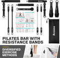 Pilates Bar Kit with Resistance Bands, Workout Equipment for Legs, Hip, Waist, Arm, Squats Exercise Equipment for Home Workouts, Adjustable