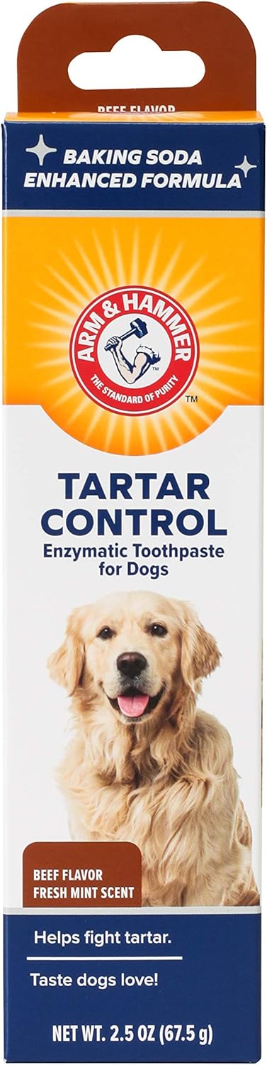 Arm & Hammer for Pets Tartar Control Enzymatic Toothpaste for Dogs Reduces Plaque & Tartar Buildup Safe for Puppies Beef