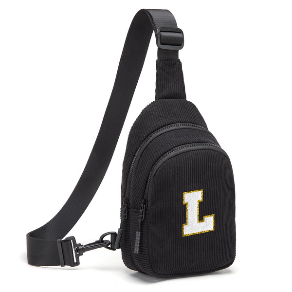 Small Corduroy Sling Bag Initial Crossbody Bag Fanny Pack for Girls Personalized Birthday Gifts for Teen Girls Gifts