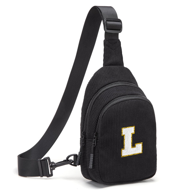 Small Corduroy Sling Bag Initial Crossbody Bag Fanny Pack for Girls Personalized