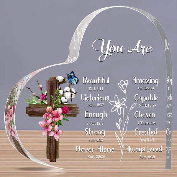 JUNQIU Christian Gifts For Women, Religious Gifts, Hearts Christian Plaques | Inspirational Gifts For Women, Bible Verse, Biblical, Cross, Faith,