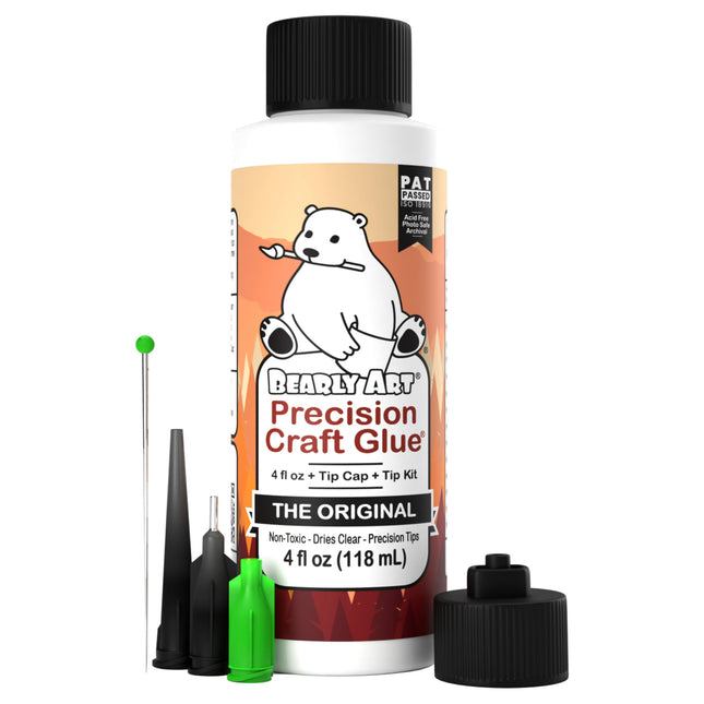 Bearly Art Precision Craft Glue - the Original - 4Fl Oz - Tip Kit Included - Dri